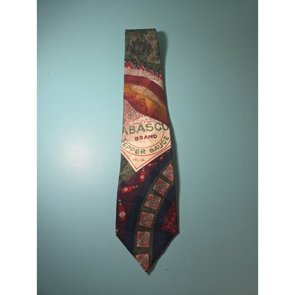 Tabasco Brand Hot Pepper Sauce Novelty Neck Tie Mens Silk Foodie Chef Tie